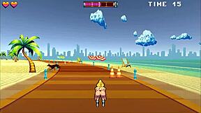 Public beach fun with a curvy babe in anime game