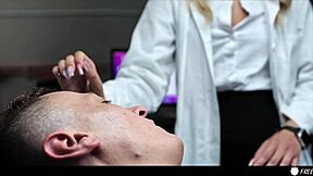 Beautiful blonde doctor gets used and begs for cock