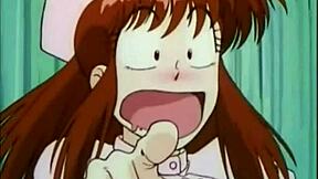 Big tits and cumshots in a hot threesome with an anime strapon fuck