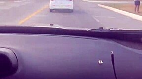 Professional prostitute gives a good blowjob and gets a facial while driving a car