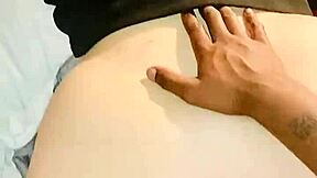 Black cock cums inside her ass