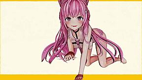 3D animated Hololive girls perform a pole dance to a Pokémon theme song