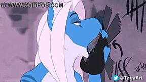 Furra Azul Sucks Horse Cock Through Gloryhole