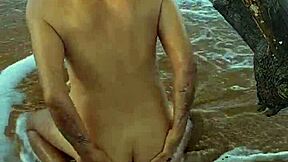 Hot Latina shemale Ladysilva goes wild on the beach