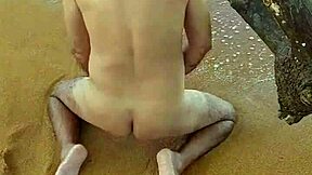 Hot Latina shemale Ladysilva goes wild on the beach