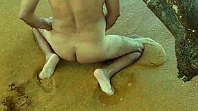 Hot Latina shemale Ladysilva goes wild on the beach