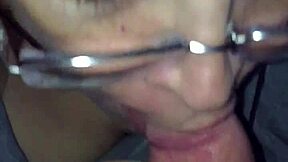 A slow motion look at a BBW giving a blowjob and getting a facial