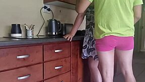 Shaky ass homemade video of blonde getting fucked by her brother in law while making coffee