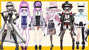 3D animated Hololive girls perform a pole dance to a Pokémon theme song