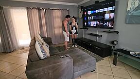Homemade video of cheating husband and maid's hot threesome