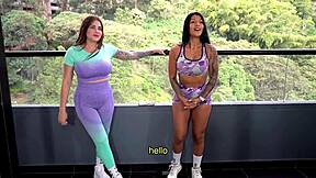 Hunks teaching cardio class get wild with hot asses