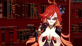 Mavuika's steamy office adventure in Genshin Impact fanart