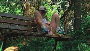 Blonde Couple's Outdoor Forest Handjob Leads to Explosive Orgasm - Wow!
