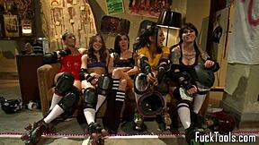 Beautiful women with big boobs engage in hot lesbian sex with a finger and a dildo