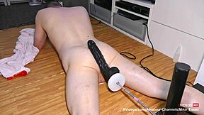 British amateur Mike and big black cock in hardcore anal action with fucking machine