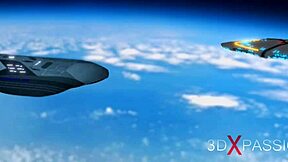 Extreme anal sex with a shaved pussy in space