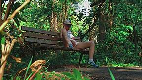 Blonde Couple's Outdoor Forest Handjob Leads to Explosive Orgasm - Wow!