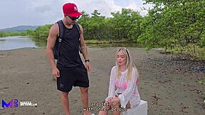 very horny 3some with my step cousin and his girlfriend banging on the beach outdoors