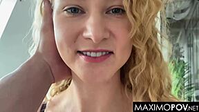 Russian beauty gets her throat wet with a big cock
