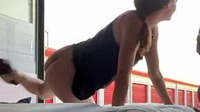 Skinny teen gets pumzied in public in anal sex scene