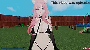 Squirting catgirl gets trained by her dominant master