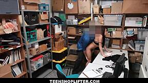 A young and beautiful Latina girl gets punished by her boss for shoplifting