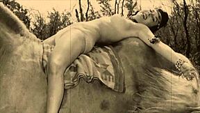 Beautiful and the beast: an antique adult film with a hairy pussy scene