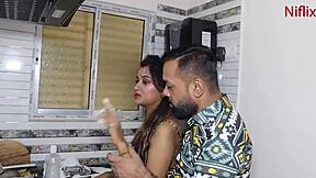 Indian housewife's passionate kitchen sex session with her husband