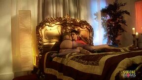 A hot guy gets to release on her beautiful face after a hot blow job in the bedroom
