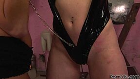 Young Czech woman in bondage while being fingered by a granny