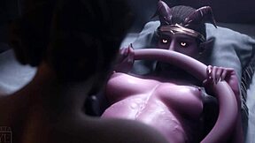 Futanari MILF gets monster cock in animated big tits sex