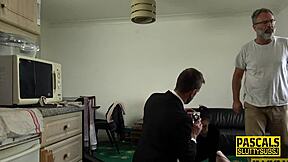 Skinny sub gets rough and deep throat in BDSM session