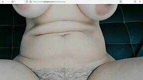 Horny German babe flaunts huge furry beaver and big nipples on massive tits