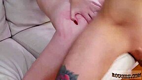First-time anal bondage and vibrator play on a desk