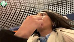 My girlfriend and I have sex in the stadium restroom during a football game