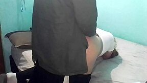 Amateur couple tries doggy style on cold double bed