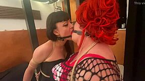 Lesbians tied up and gagged with ropes for BDSM sex