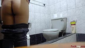 Young Latina gets her tight asshole fucked in bathroom