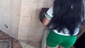 Mexi teen gets creampied in uniform in classroom bathroom