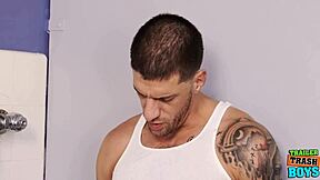 Gay hunk Jax Thirio and Ty Roderick in hot breeding action with trailer trash boys
