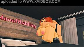Nerdy red-haired woman has sex in her bedroom in animated porn