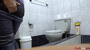 Young Latina gets her tight asshole fucked in bathroom
