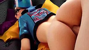 A hardcore doggy style fuck in an erotic cartoon game