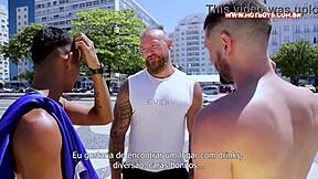 Russian tourist gets his cock sucked by hot Rio freshmen