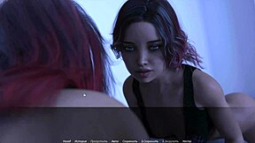 3D animated game with FFM threesome and deepthroat action