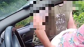 Naughty wife showing off her wet pussy outdoors