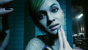 Hot cyberpunk lesbian sex in animated POV video