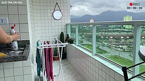 Safety camera captures prostitute cleaning in mini shorts