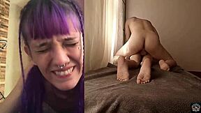Alternative submissive woman cries while being pounded with a big cock in anal sex in a hot scene in a casting couch