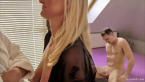German Milf Dirty Tina Bangs Teen and His Buddy in Wild Session